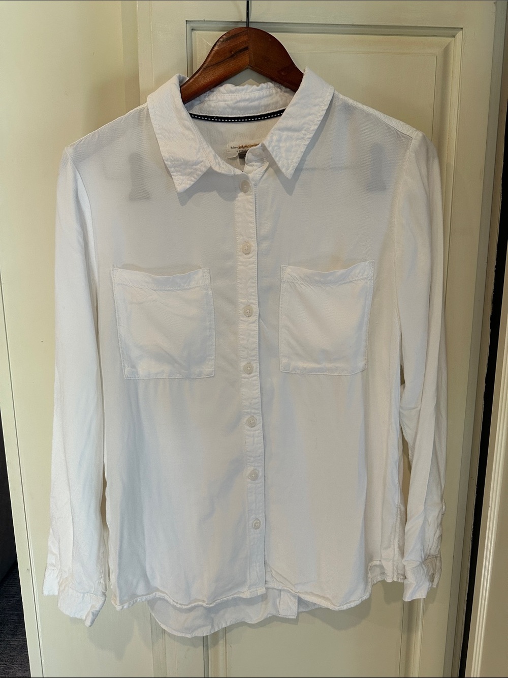 Anthropologie by Pilcro white button down slit back shirt